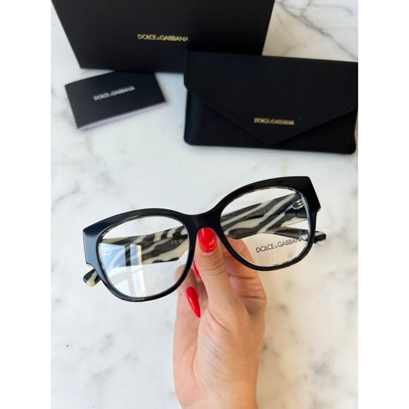 NEW Dolce Gabbana DG3377 Black Zebra Cat Eyeglasses Frames - Picture 2 of 8
